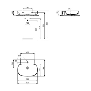 Lavoar suspendat Ideal Standard Atelier Linda-X cu orificiu baterie 60 cm alb lucios - Img 10
