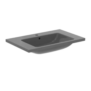 Lavoar suspendat Ideal Standard i.life B gri lucios 81 cm cu orificiu baterie si preaplin - Img 1
