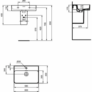 Lavoar suspendat Ideal Standard Strada II 60x43 cm - Img 2