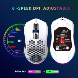 Mouse Wireless Profesional pentru Home & Office ODISSEY LIFE®, 4800 Dpi, Reincarcabil, Iluminare RGB, Dual Mode BT 5.1 si wireless, Dual magnetic cover, White - Img 2