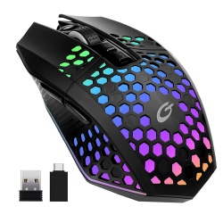 Mouse Wireless Profesional pentru Home & Office ODISSEY LIFE®, Reincarcabil, Iluminare RGB, 9 Butoane, Black