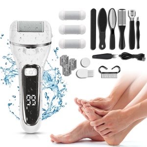 Pila Electrica pentru Talpi si Calcaie SeveShop, Display Digital LED, Acumulator 1200 mAh, Incarcare USB, Impermeabil IPX7, 3 Role, 2000 rpm, Accesorii Incluse, Indepartare Piele Moarta si Calus, Culoare Alb