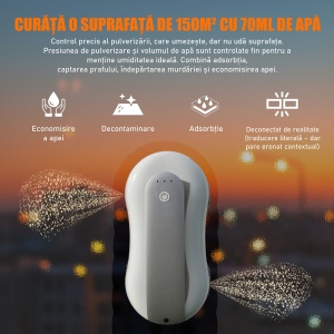 Robot Curatare Geamuri, SeveShop®, Robot Spalat Geamuri Cu Pulverizare Apa Bidirectionala, Stergator Electric Ultra-Subtire Pentru Sticla, Aspirator Geamuri Cu Control APP Si Telecomanda, Tehnologie iAdapt, Protectie Cvadrupla, Alb - Img 8