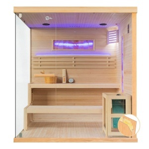 Sauna finlandeza cu temperatura inalta si soba Harvia 8kW pentru 4 persoane EP4S dreapta 180 x 160 cm