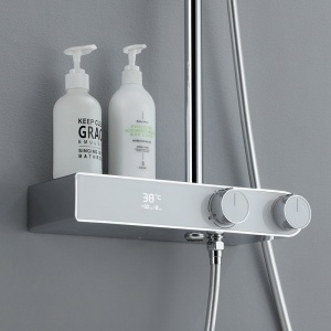 Set de dus F12A Design Modern, Cu Efect de Ploaie si Afisaj LCD, Culoare Crom - Img 6