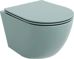 Set vas Wc cu capac soft-close inclus, Montaj suspendat, Ceramica sanitara, Culoare Coral
