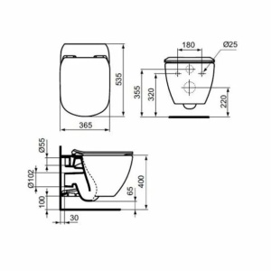 Set vas wc suspendat Ideal Standard Tesi AquaBlade cu capac inchidere lenta si rezervor Ideal Standard Prosys - Img 3