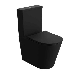 Set WC monobloc Spectrum, Clementina Black, Rimless Protect, cu capac ??i rezervor, 38x60.5 cm, negru mat