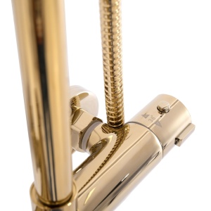 Sistem Complet Cu Termostat De Dus REA BLISS L. GOLD , Montaj Pe Perete, Para Rotunda Tip Ploaie 20 X 20 Cm, 2 Functii , Finisaj Auriu - Img 2
