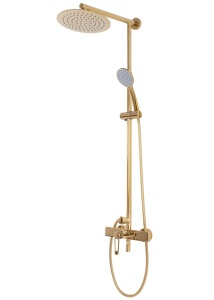 Sistem Complet De Dus REA ALDI GOLD, Montaj Pe Perete, Para Rotunda Tip Ploaie 25x25 Cm, 3 Functii De Curgere A Apei, Finisaj Auriu - Img 7