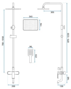 Sistem Complet De Dus REA HASS BLACK, Montaj Pe Perete, Para Dreptunghiulara Tip Ploaie 19,5 x 26,5 Cm, 3 Functii , Finisaj Negru Mat - Img 5