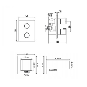 Sistem de dus PRO CONCEALED 3002 Slim, montaj incastrat in perete, ploaie de dus, 2 functii, finisaj crom - Img 5
