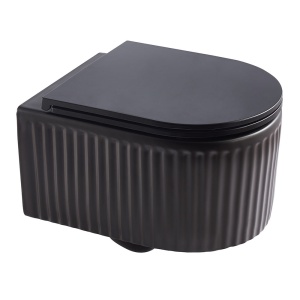 Vas de toaleta WS-W02L-CBK-M suspendat cu caneluri, Negru, dimensiune 49X35.5X31CM