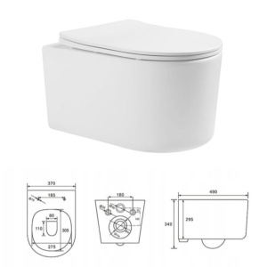Vas WC PRO LORENTO Rimless, suspendat, ceramica sanitara, 49 x 37 x 34 cm, Alb - Img 6