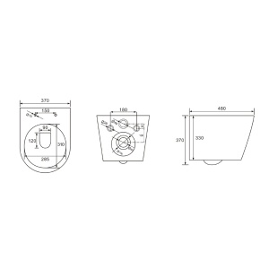 Vas WC PRO SONATA Clementina Rimless, Suspendat, Ceramica, 48 x 37 x 37 cm, Capac Soft-Close Inclus, Placa Inchidere Moale ABS Inclusa, Alb - Img 4