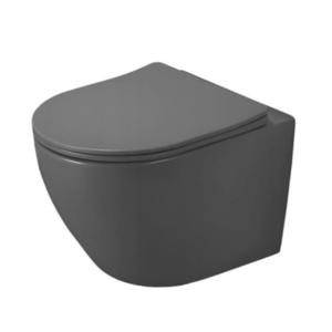 Vas WC PRO VITO SLEEP LOUNGE PREMIUM SLIM, Suspendat, Ceramica Sanitara, 49 X 37 X 37 Cm,Scaun Soft-Close Inclus, Design Deosebit,Gri Inchis