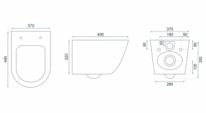 Vas WC REA CARLO Mini Rimless, suspendat, ceramica sanitara, 48.5 x 35.5, Capac Soft-Close Inclus, Negru Mat - Img 2