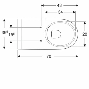 Vas wc suspendat Geberit Selnova Comfort Rimfree cu spalare verticala proiectie alungita fara capac alb - Img 6