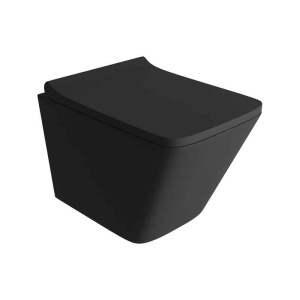 Vas WC suspendat rimless protect cu capac soft close Spectrum Lima 34 x 48.5 cm negru mat
