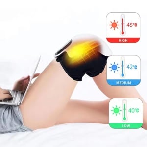 Aparat De Masaj Pentru Genunchi SeveShop®, Cu Compresie Termica, Vibratii, Infrarosu Si Laser, 3 Moduri de Incalzire, 3 Trepte de Vibratie, Ecran Tactil, Curele Reglabile, USB-C Reincarcabil, Pentru Dureri Articulare, Relaxare, Alb Negru - Img 2