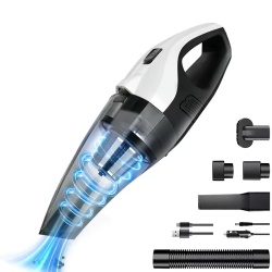 Aspirator de mana SeveShop, 7.4V, 2000 mAh, 0.7l, Putere 5.500 PA, Autonomie 20 minute, cu filtru HEPA, alb