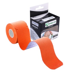Banda Kinesiologica, Kinesio Tape - Odyssey Life, pretaiata, impermeabila pentru ameliorarea durerii, rola cu 20 benzi de 25 cm lungime, culoare Portocaliu