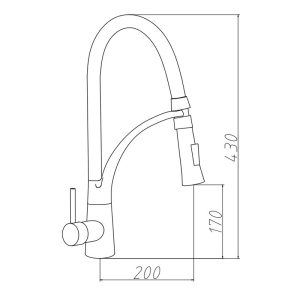 Baterie de bucatarie monocomanda cu montaj pe blat F1505 baza cromata gat negru si extensibil - Img 5