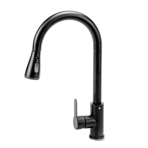 Baterie de bucatarie monocomanda neagra cu montaj pe blat F1501B si cu gat extensibil - Img 3