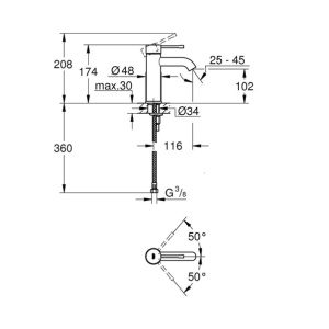 Baterie lavoar Grohe Essence S monocomanda auriu periat Cool Sunrise fara ventil - Img 3