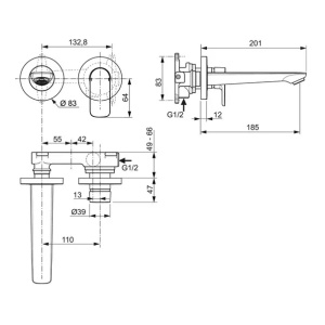 Baterie lavoar incastrata Ideal Standard Connect Air pipa 19 cm crom lucios fara corp ingropat - Img 6