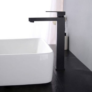 Baterie lavoar PRO QUADRO BLACK High, Montaj pe blat, inaltime 27cm, finisaj Negru Mat - Img 6