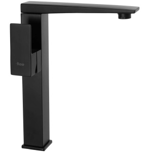 Baterie Lavoar REA LEVI BLACK HIGH, Montaj Pe Blat, Capat Fix, Monocomanda, Inaltime 29.5 Cm, Negru