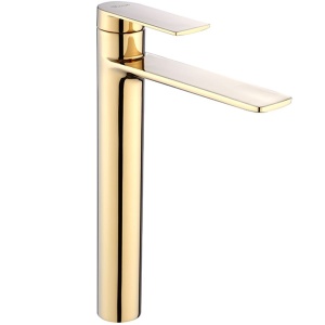Baterie Lavoar REA STORM GOLD HIGH, Montaj Pe Blat, Capat Fix, Inaltime 29.5 Cm, Finisaj Auriu