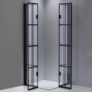 Cabina de dus BS08B Patrata 90x90cm Design Modern Negru + Cada de Dus Riko, Culoare Negru - Img 4