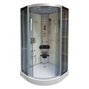 Cabina de dus cu Hidromasaj si Sauna, Dimensiune 90x90cm, Culoare Alb, Design Modern
