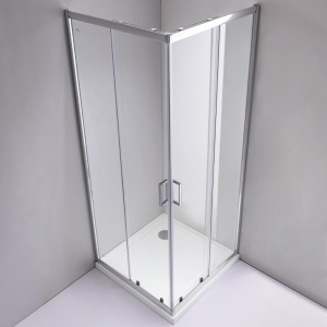 Cabina de dus din sticla securizata cu cadita de dus alba KZ93B/ST02B 90 x 90 cm - Img 3