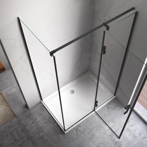 Cabina de dus dreptunghiulara din sticla securizata cu rame negre KZ03A 100 x 90 cm - Img 6