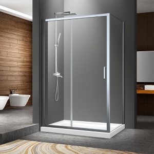 Cabina de dus dreptunghiulara din sticla securizata si rame cromate Mediterraneo Iris 100 x 80 cm
