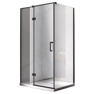 Cabina de dus dreptunghiulara KZ02D, Dimensiune 120x80cm, Usa batanta, Culoare Negru