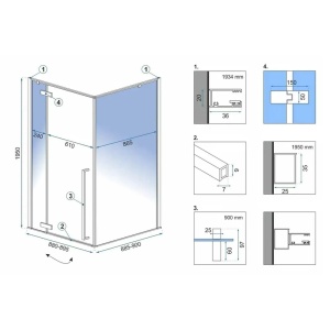Cabina de dus Fargo, Dimensiune 90x90cm, Culoare Black Mat - Img 3