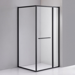 Cabina de dus KIRA Dreptunghiulara 110x90cm, Design Modern, Culoare Negru - Img 4