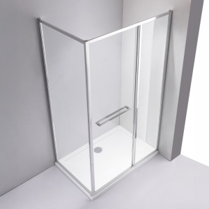 Cabina de dus Kira Dreptunghiulara 90x80cm, Design Modern, Culoare Crom - Img 4