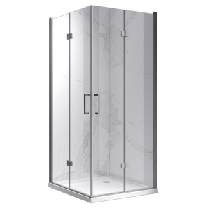 Cabina de dus KZ08B Patrata, Dimensiune 80x80cm , Usi Pliabile, Culoare Otel Periat