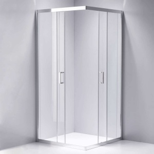 Cabina de dus KZ102B Patrata 90x90cm, Design Modern Crom + Cada de dus Riko, Culoare Negru - Img 4