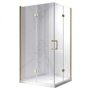 Cabina de dus KZ12C, Dreptunghiulara 110x80cm, Design Modern, Culoare Auriu