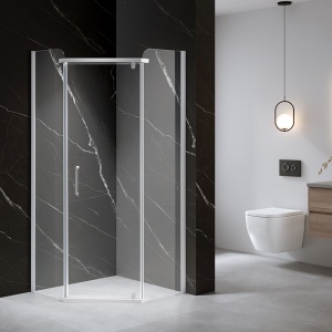 Cabina de dus KZ91B Pentagonala 90x90cm, Design Modern , Culoare Alb - Img 4