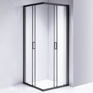 Cabina de dus Patrata BL30A, Dimensiune 80x80cm, Culoare negru+Cada de dus ST02A neagra - Img 5