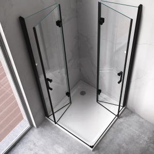 Cabina de dus patrata BS05B Cu usi pliabile, Dimensiune 90x90xm, Culoare Negru - Img 5