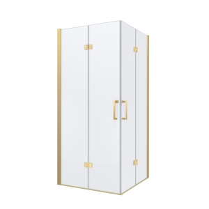 Cabina de dus patrata KZ08C, Usi pliabile, Dimensiune 90x90cm, Culoare Auriu Periat