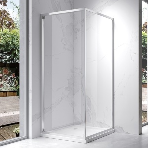Cabina de dus Patrata KZ16A, Dimensiune 80x80cm, Usi glisante, Culoare Crom - Img 2
